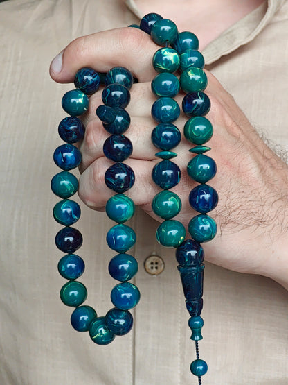 Unique Blue Moon German Bakelite Rosary 45 Beads