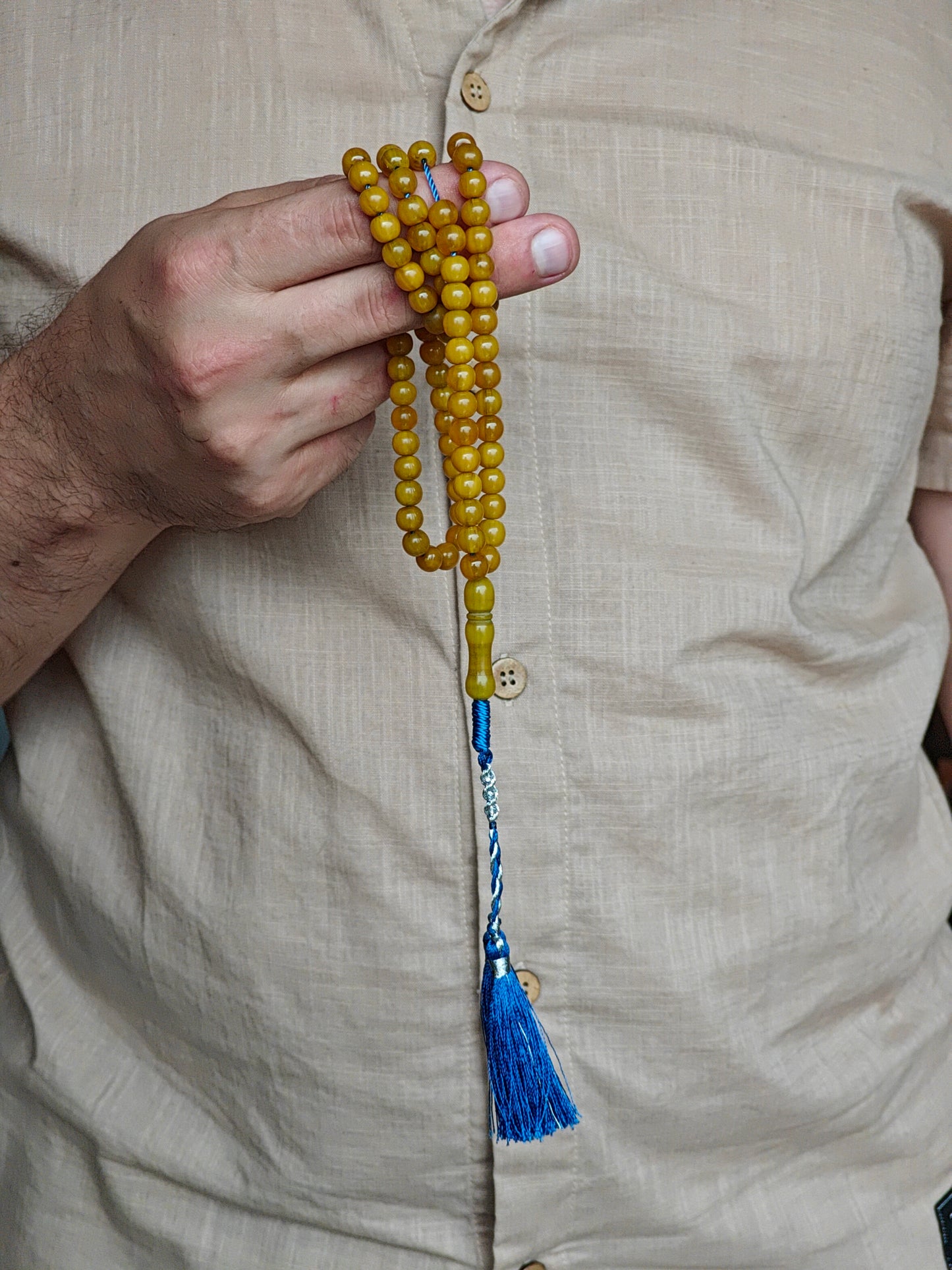 Antique Afghani Bakelite Butterscotch Rosary 99 Beads