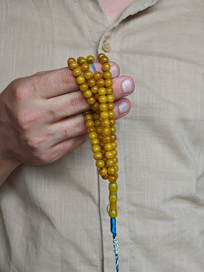 Antique Afghani Bakelite Butterscotch Rosary 99 Beads