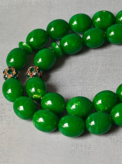 German Green Bakelite Tasbih Crafted in Lebanon 45 Beads