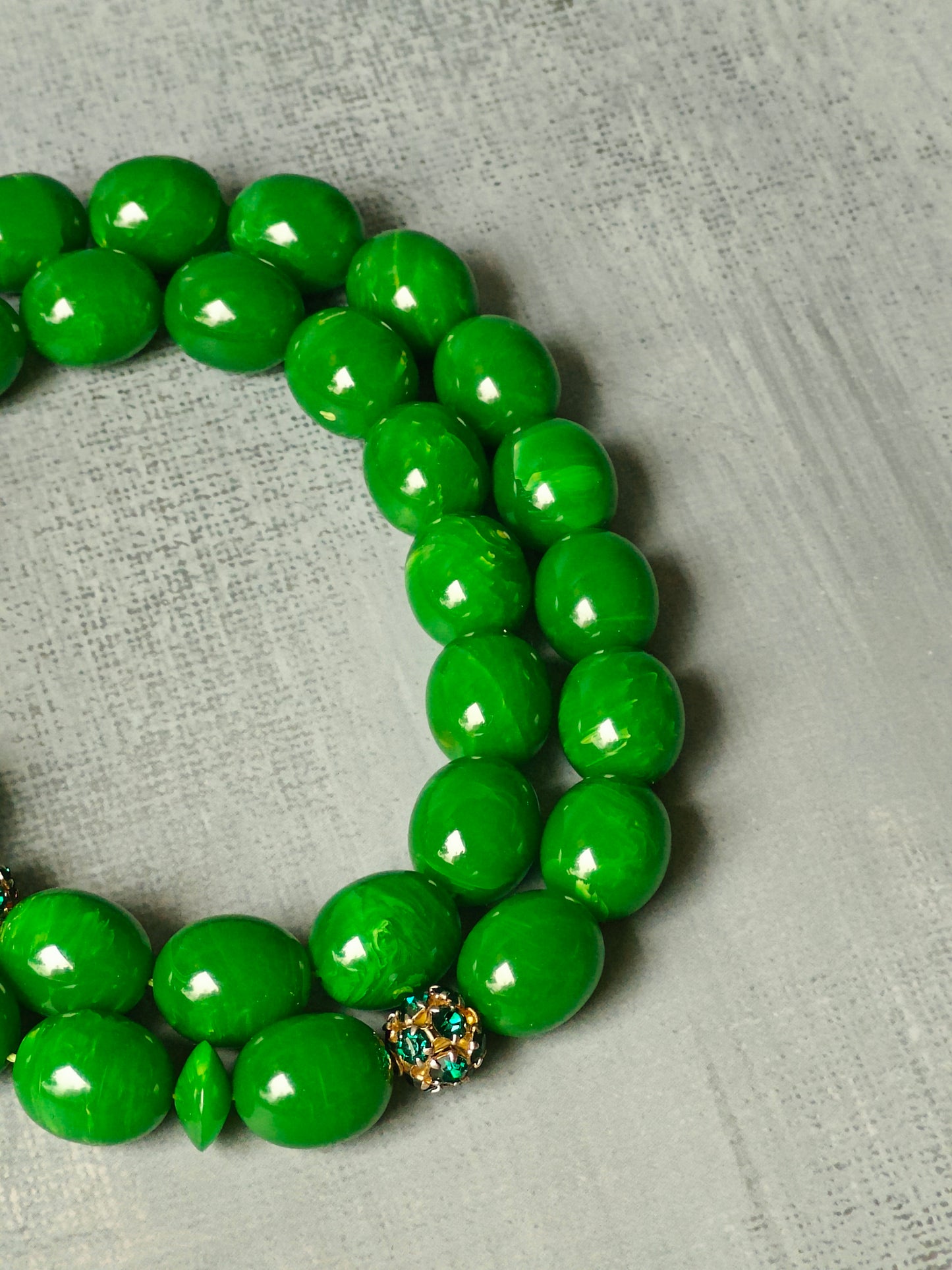 German Green Bakelite Tasbih Crafted in Lebanon 45 Beads