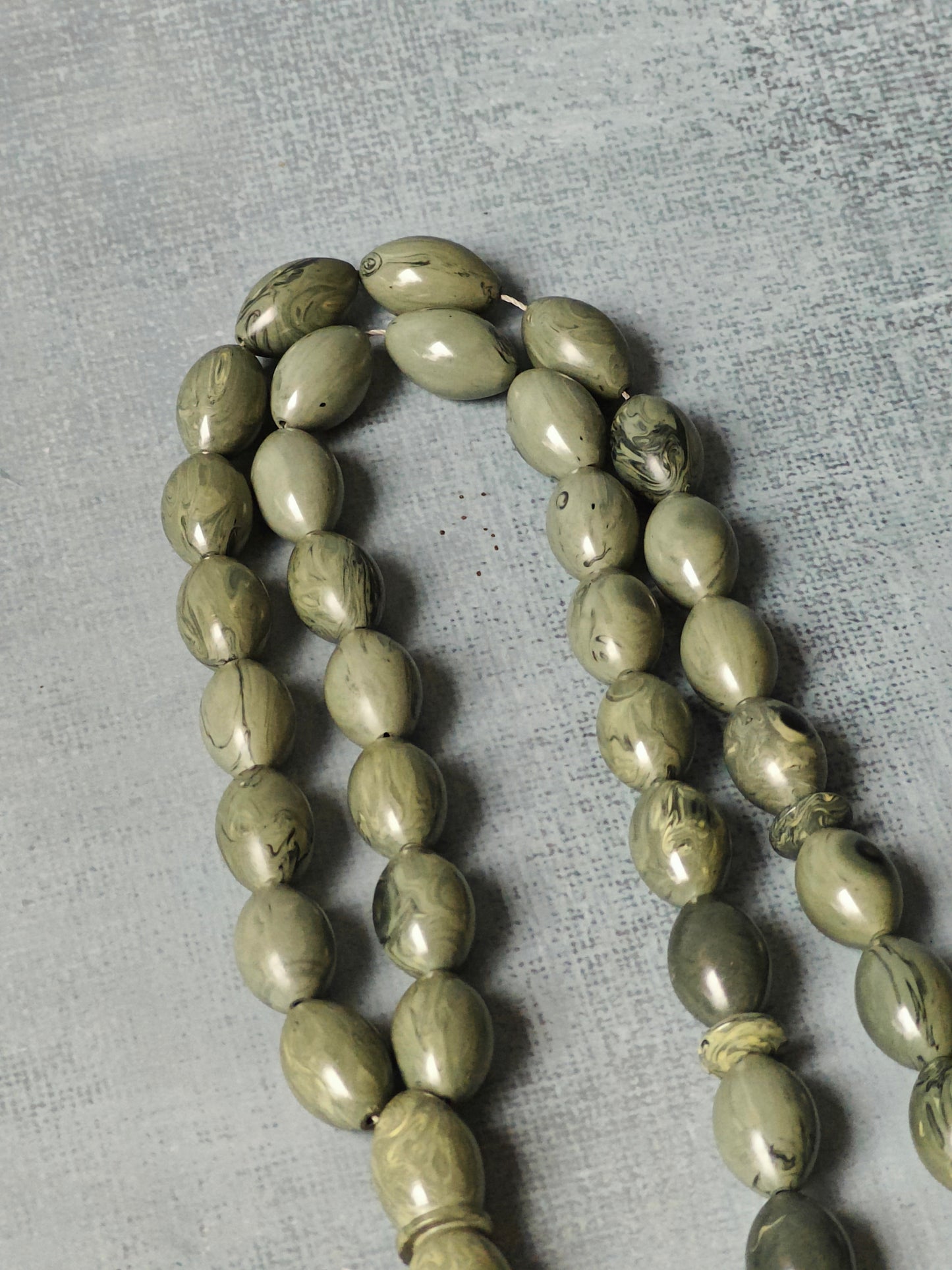 Grey Chernobyl Bakelite Rosary Crafted in Lebanon 43 Beads Olive Shaped