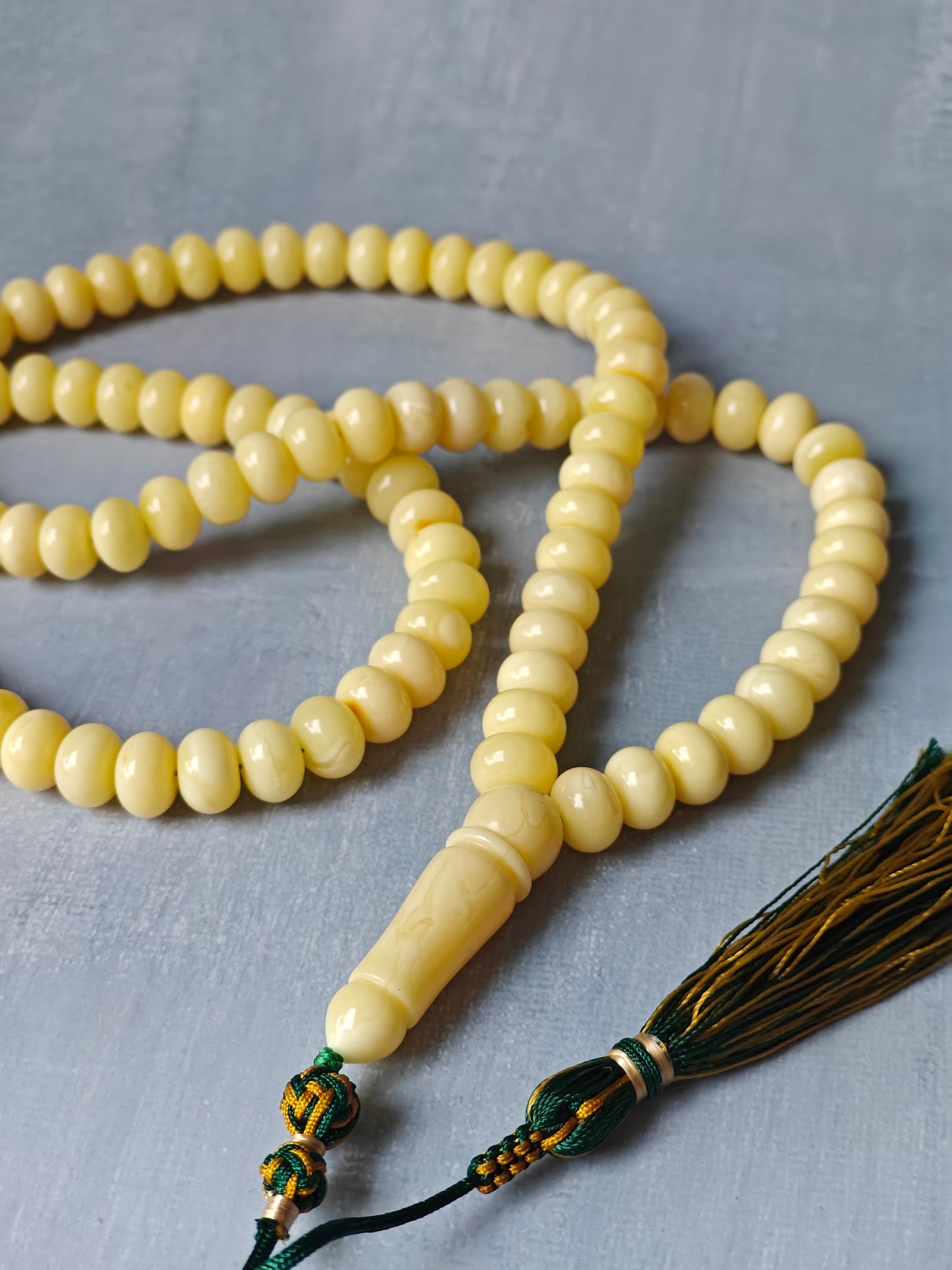 Unique Milk / Royal White Donut Shape Natural Amber Rosary / Tasbih 100 Beads