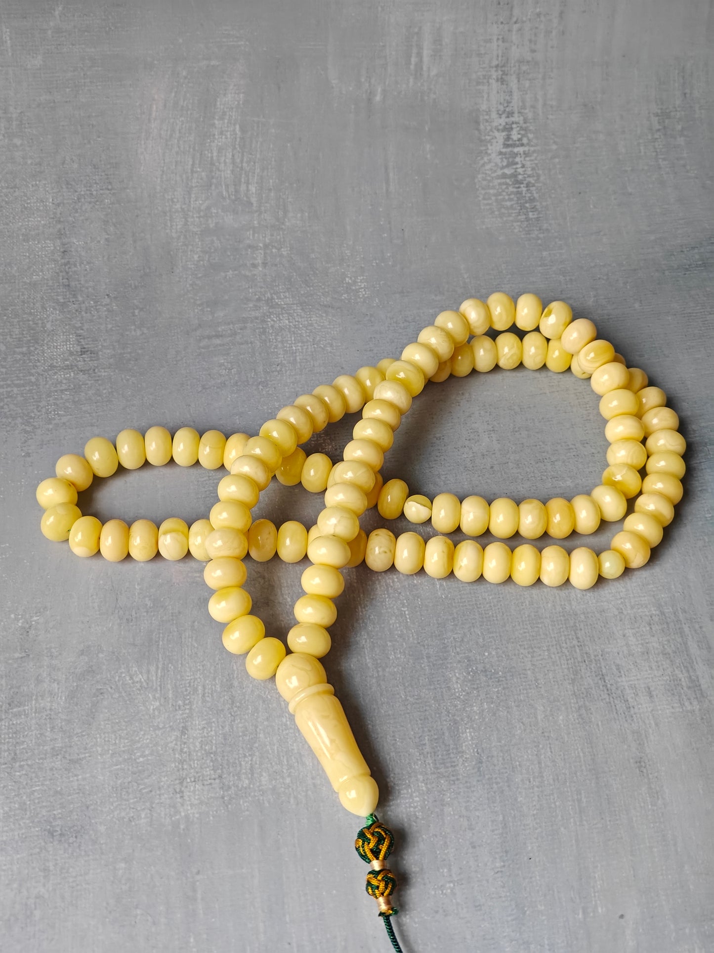 Unique Milk / Royal White Donut Shape Natural Amber Rosary / Tasbih 100 Beads