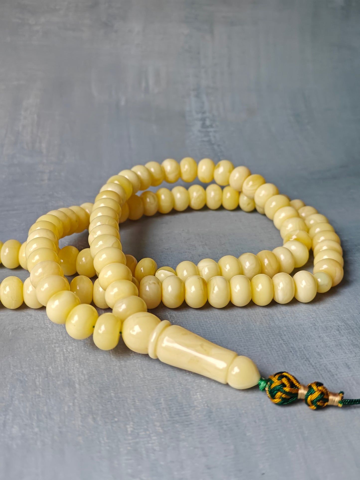 Unique Milk / Royal White Donut Shape Natural Amber Rosary / Tasbih 100 Beads