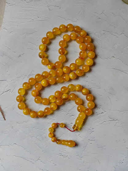 Natural Honey / Butterscotch Amber Rosary with Certificate 66 Beads