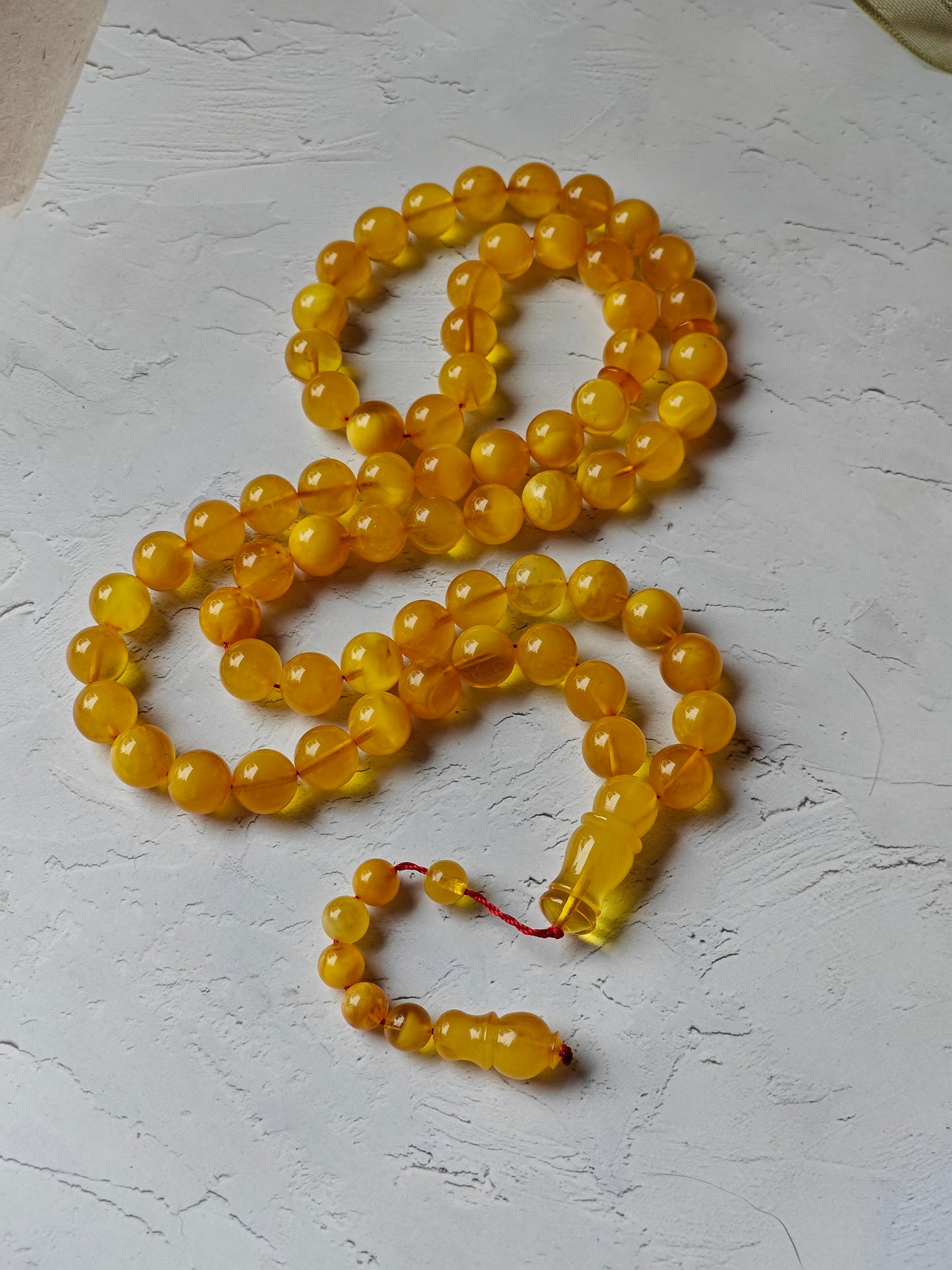 Natural Honey / Butterscotch Amber Rosary with Certificate 66 Beads