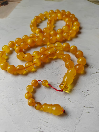 Natural Honey / Butterscotch Amber Rosary with Certificate 66 Beads