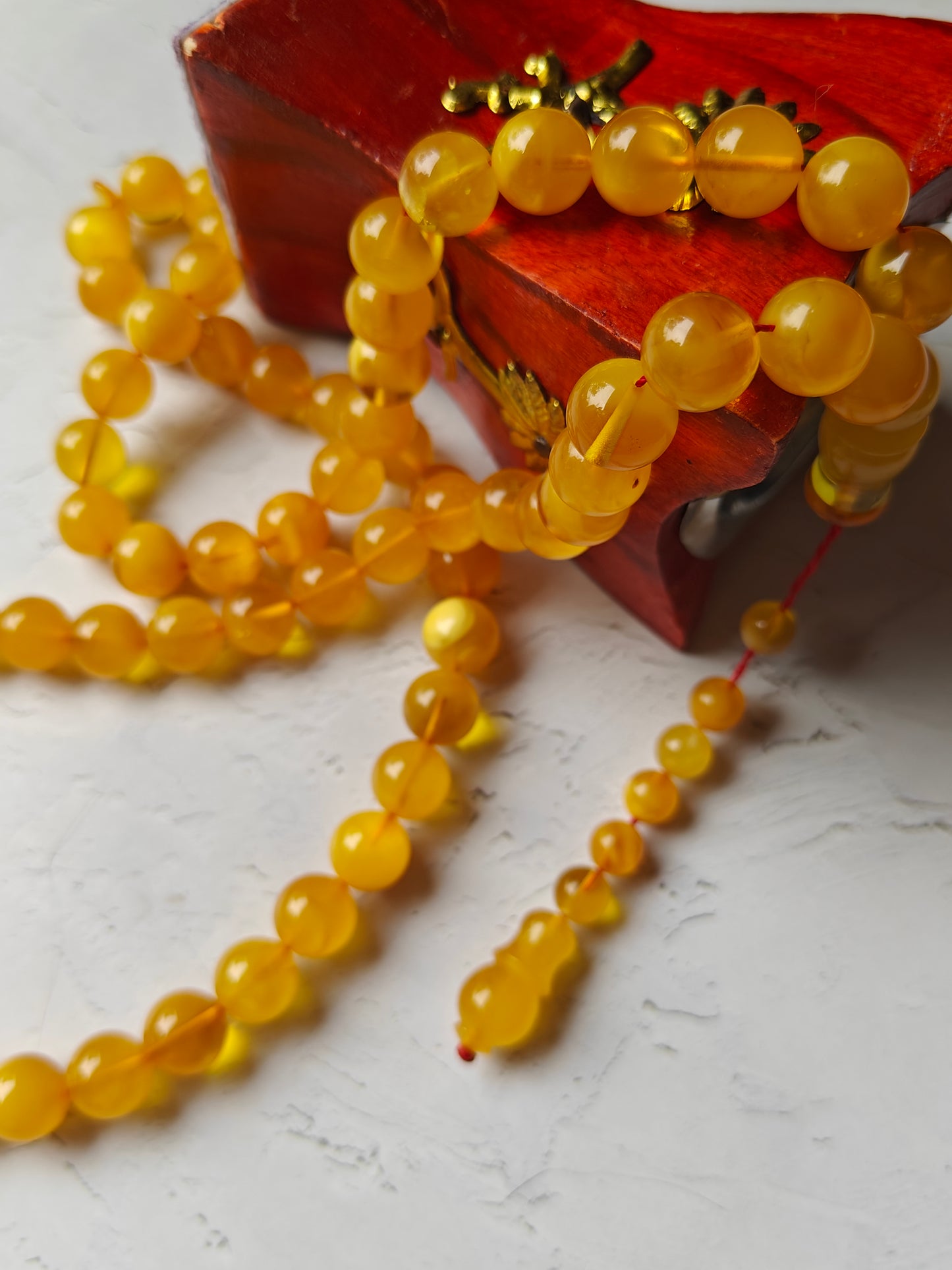 Natural Honey / Butterscotch Amber Rosary with Certificate 66 Beads