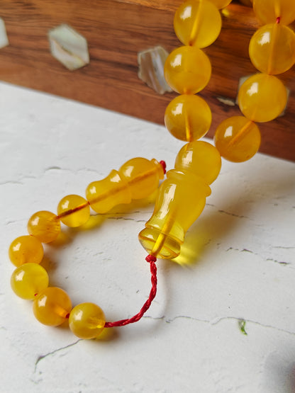 Natural Honey / Butterscotch Amber Rosary with Certificate 66 Beads