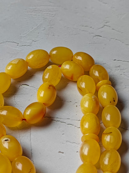 Natural Marble Amber Tasbih with Insect Inclusions and Natural Debris 45 Beads