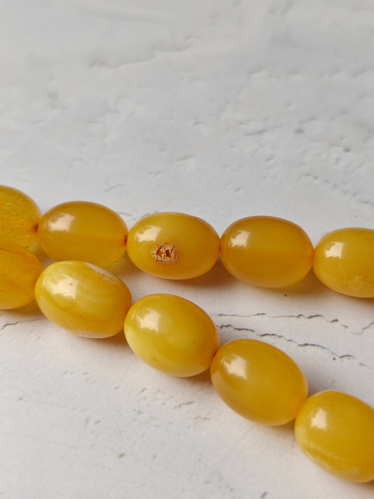 Natural Marble Amber Tasbih with Insect Inclusions and Natural Debris 45 Beads