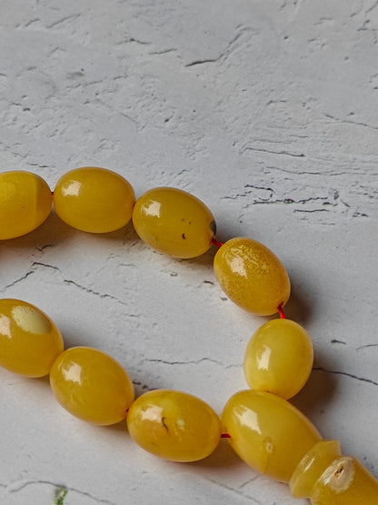 Natural Marble Amber Tasbih with Insect Inclusions and Natural Debris 45 Beads