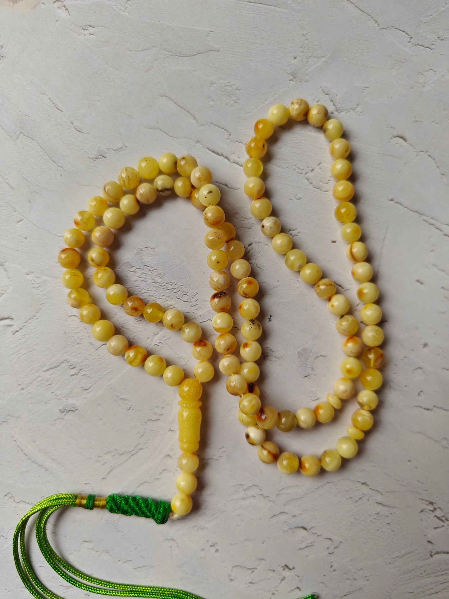 Small Natural Royal White Marble Amber Rosary 99 Beads