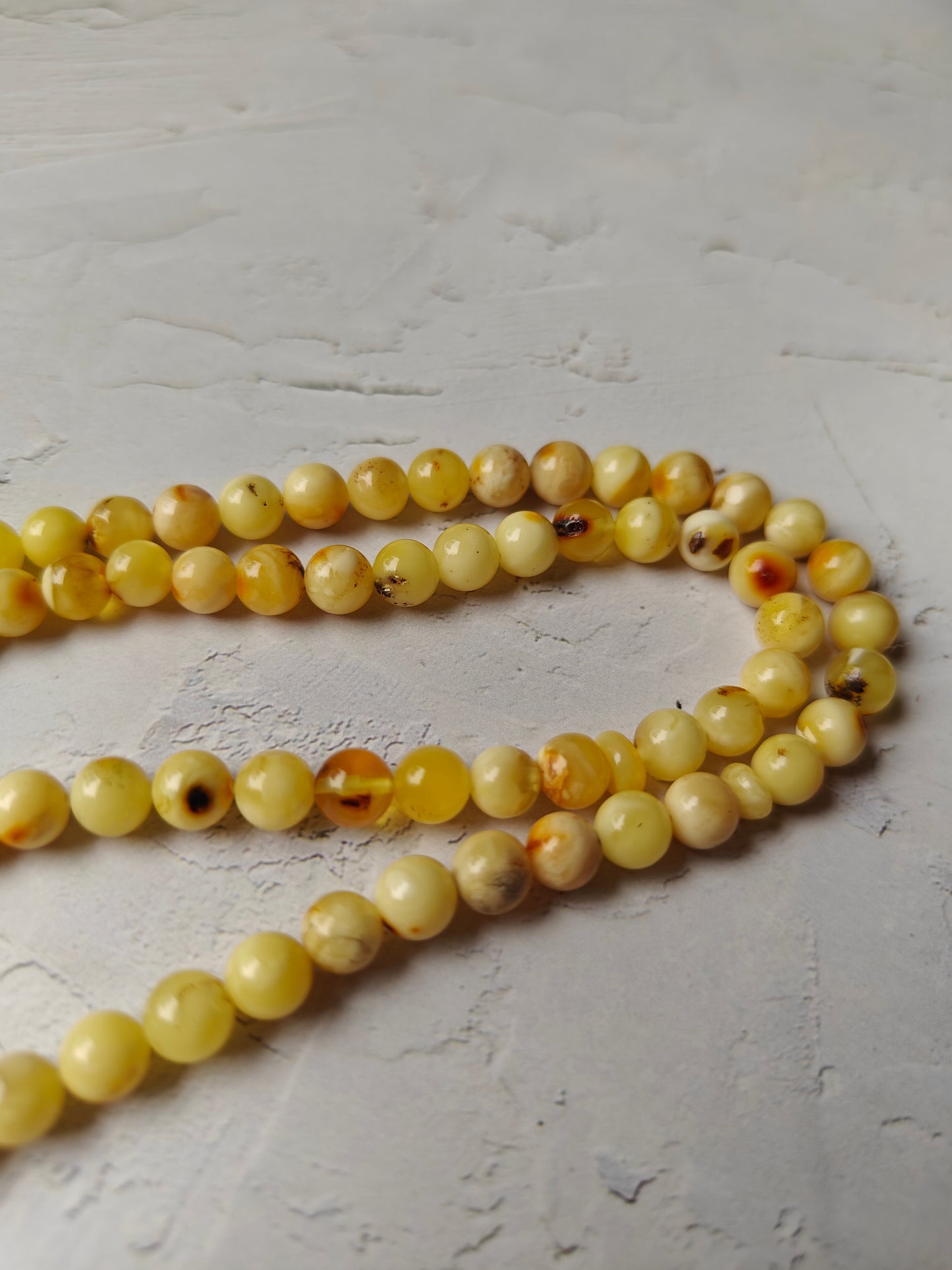 Small Natural Royal White Marble Amber Rosary 99 Beads