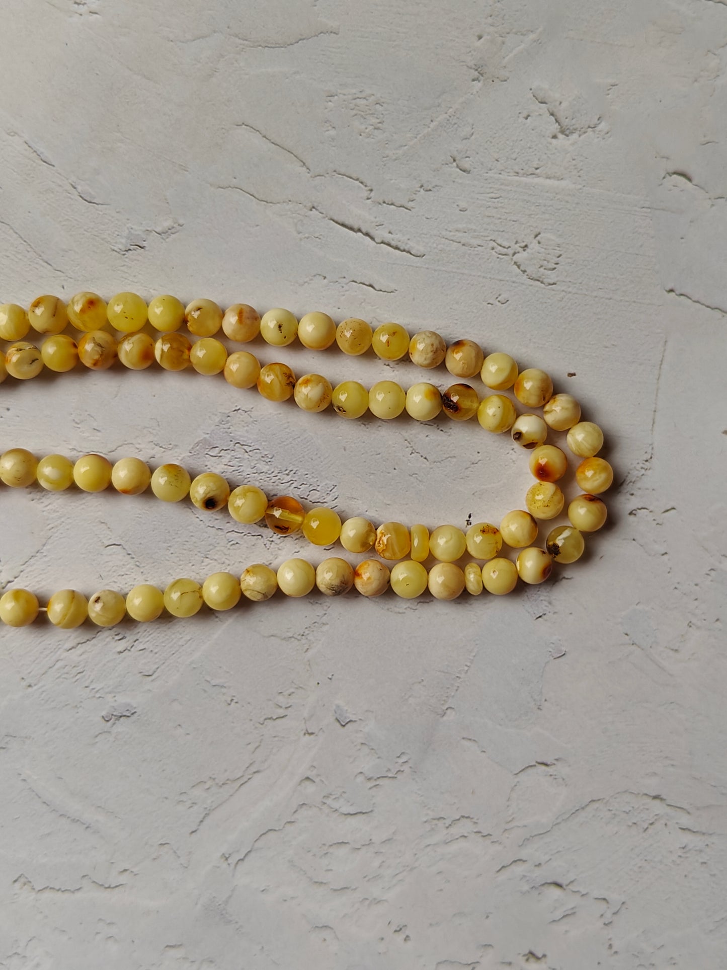 Small Natural Royal White Marble Amber Rosary 99 Beads