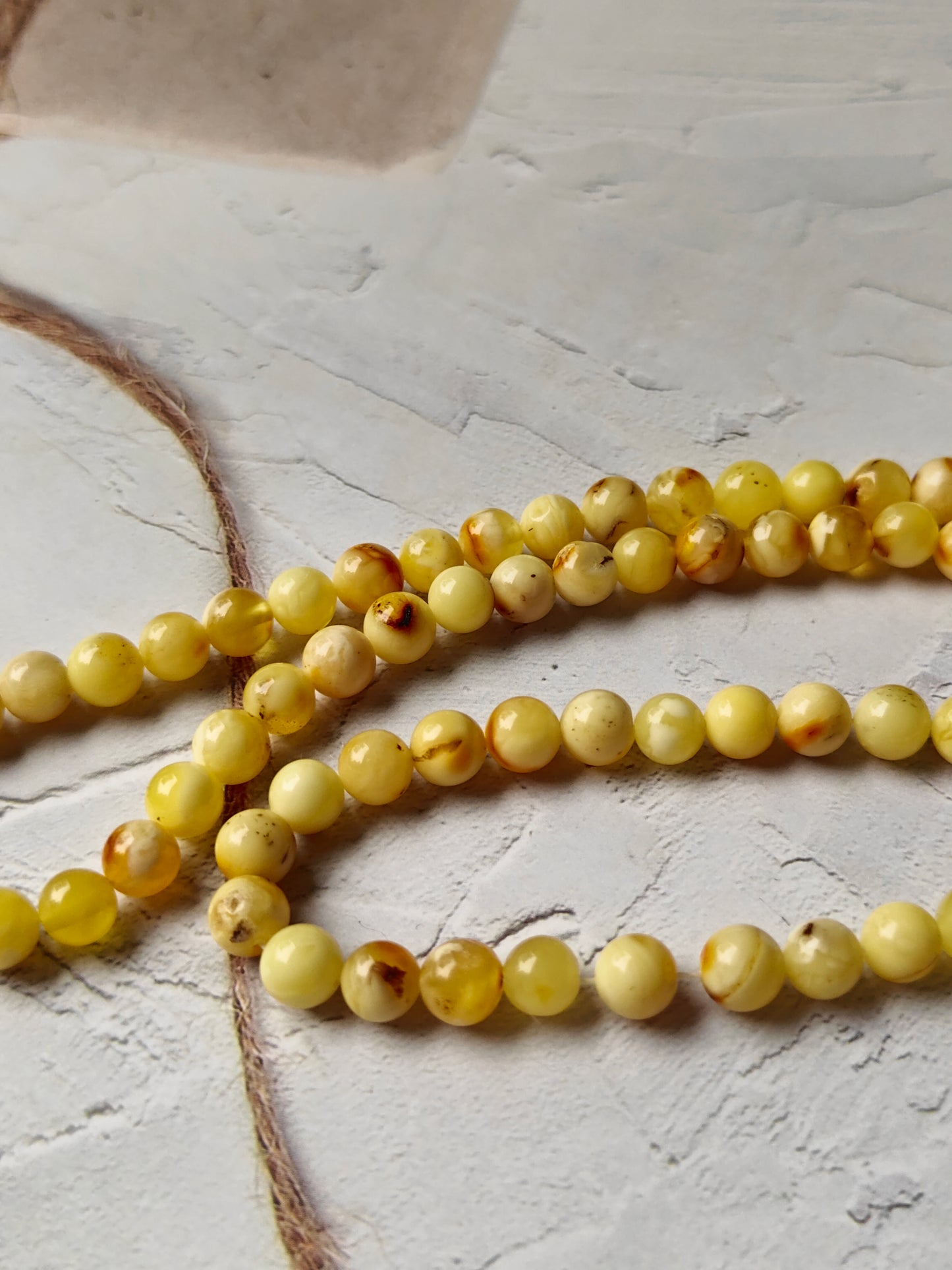 Small Natural Royal White Marble Amber Rosary 99 Beads