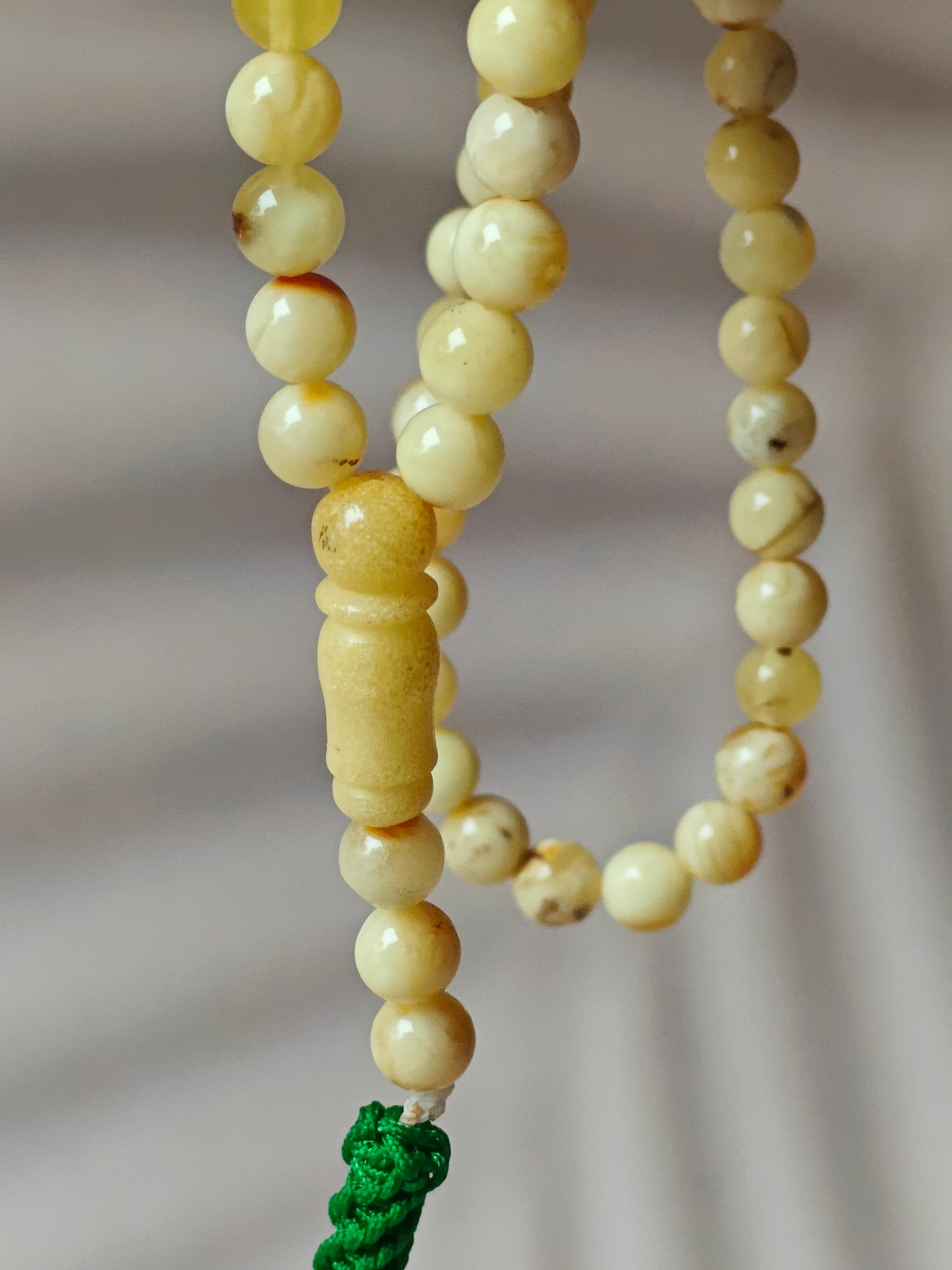 Small Natural Royal White Marble Amber Rosary 99 Beads