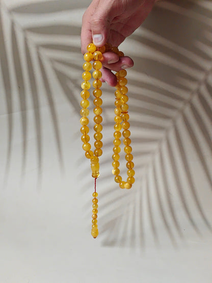 Natural Honey / Butterscotch Amber Rosary with Certificate 66 Beads