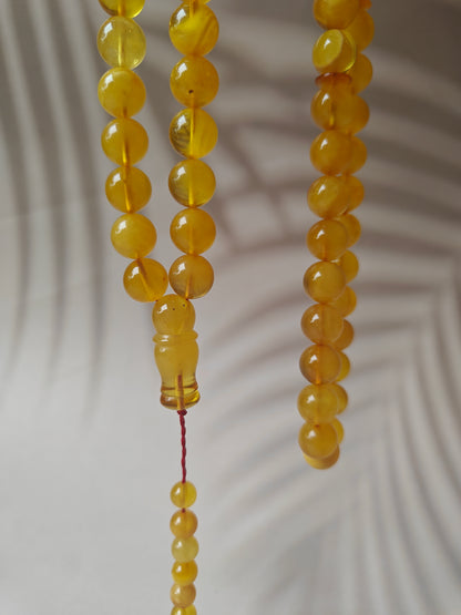 Natural Honey / Butterscotch Amber Rosary with Certificate 66 Beads