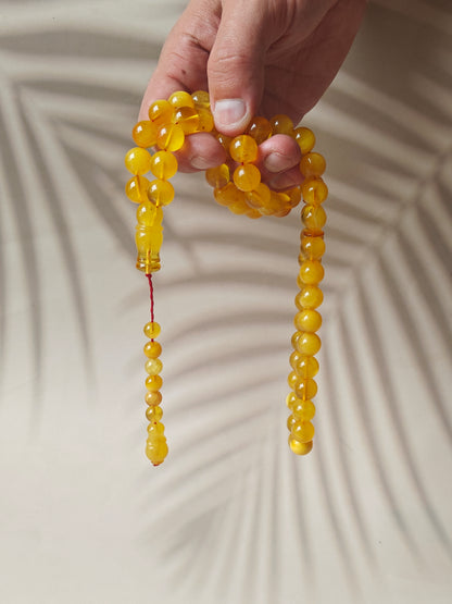 Natural Honey / Butterscotch Amber Rosary with Certificate 66 Beads