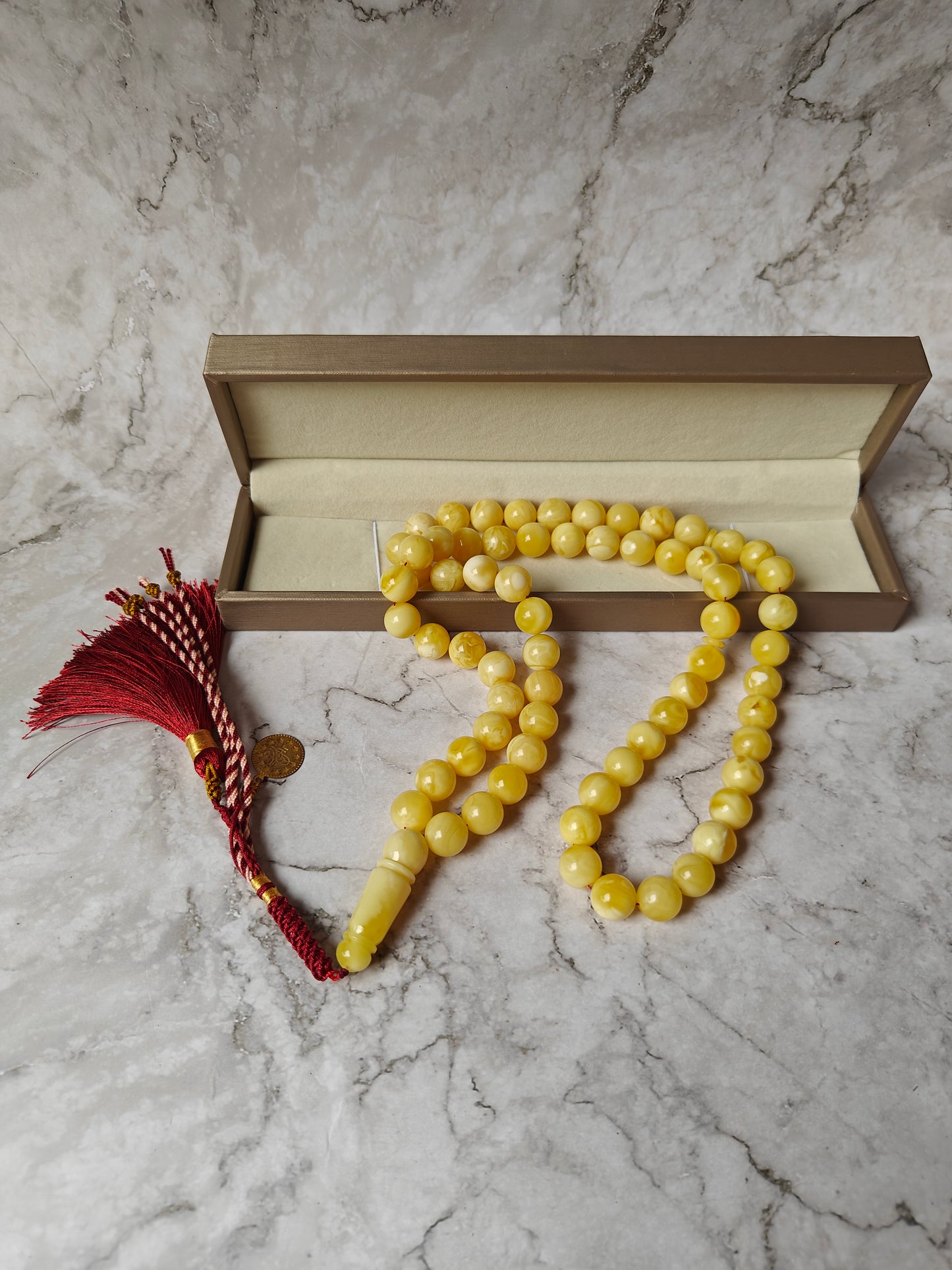 Natural Milk Amber Rosary 66 Beads