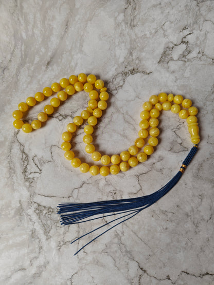 Natural Butterscotch Amber Rosary with Royal White Inclusions 67 Beads