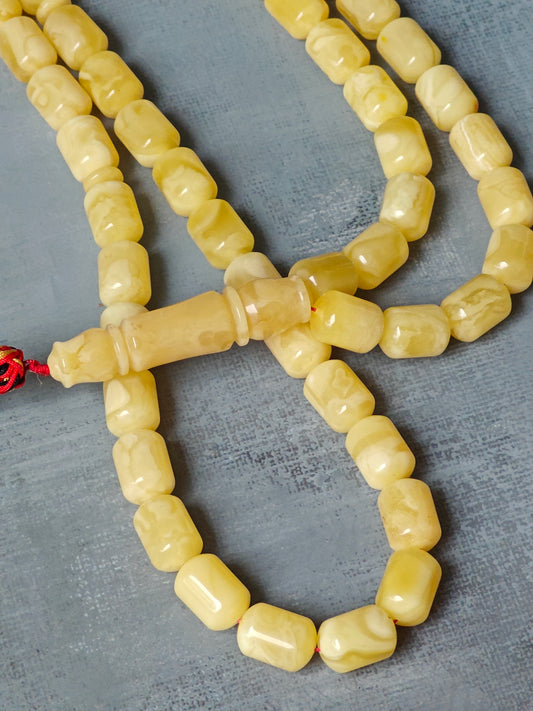 Natural Amber Barrel Shape Butterscotch Rosary 58 Beads