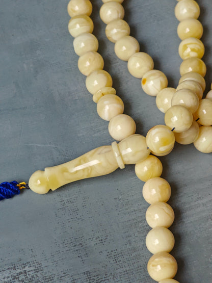 Natural Milk / Royal White Amber Rosary / Misbaha 66 Beads