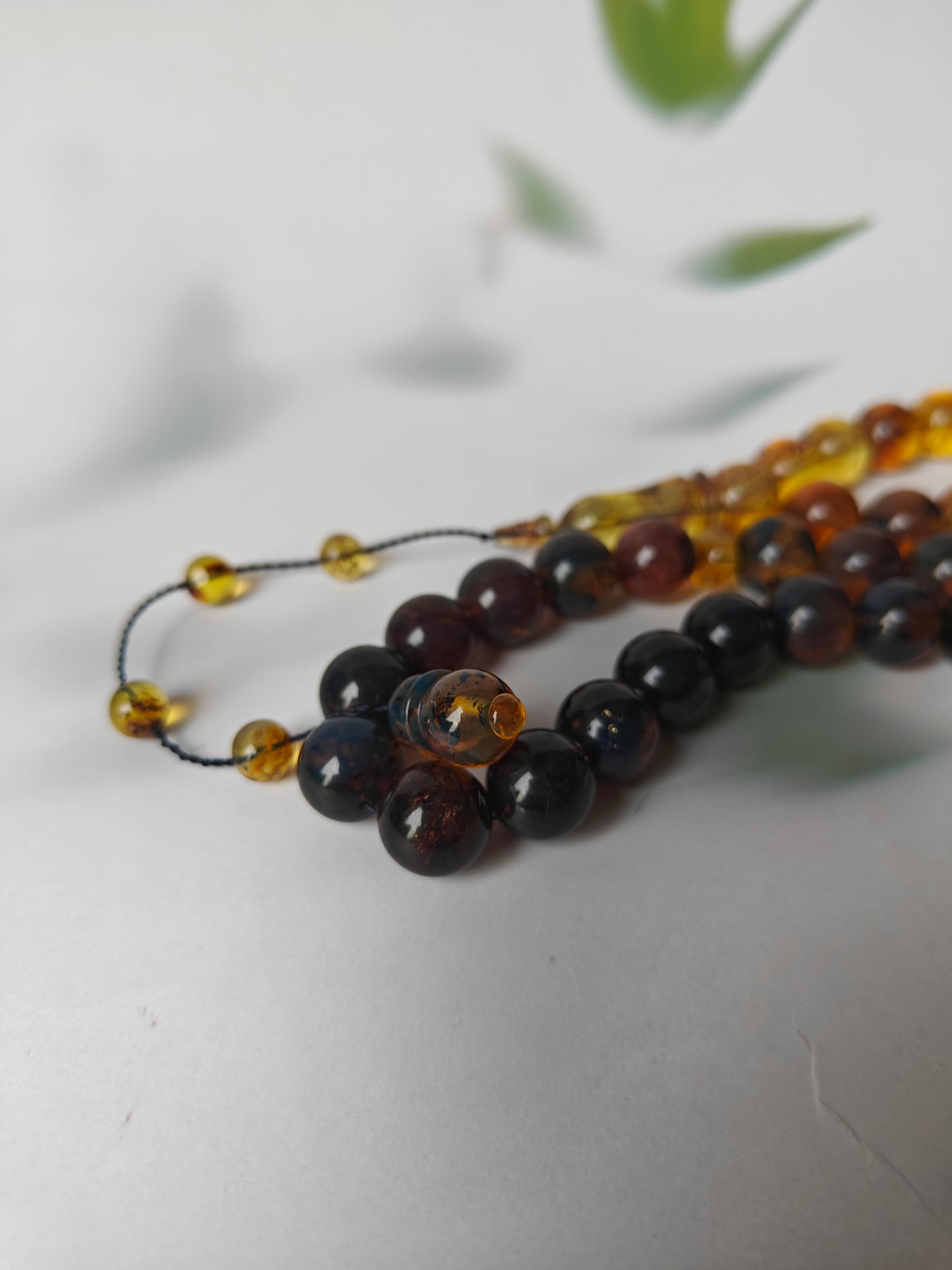 Rare Natural Blue Dominican Amber Misbah 45 Beads