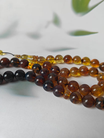 Rare Natural Blue Dominican Amber Misbah 45 Beads