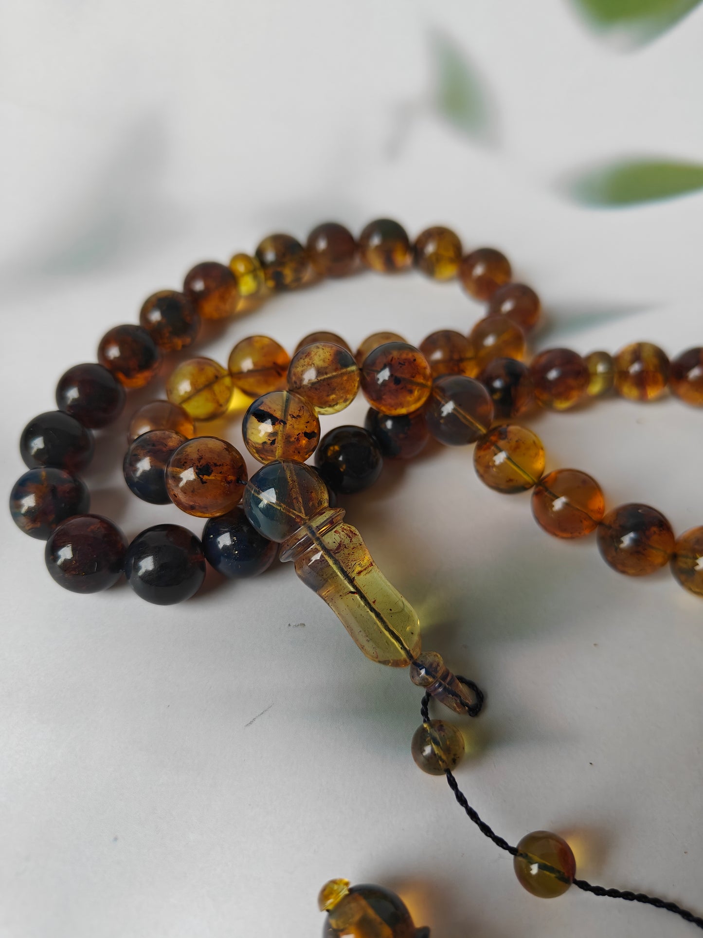 Rare Natural Blue Dominican Amber Misbah 45 Beads