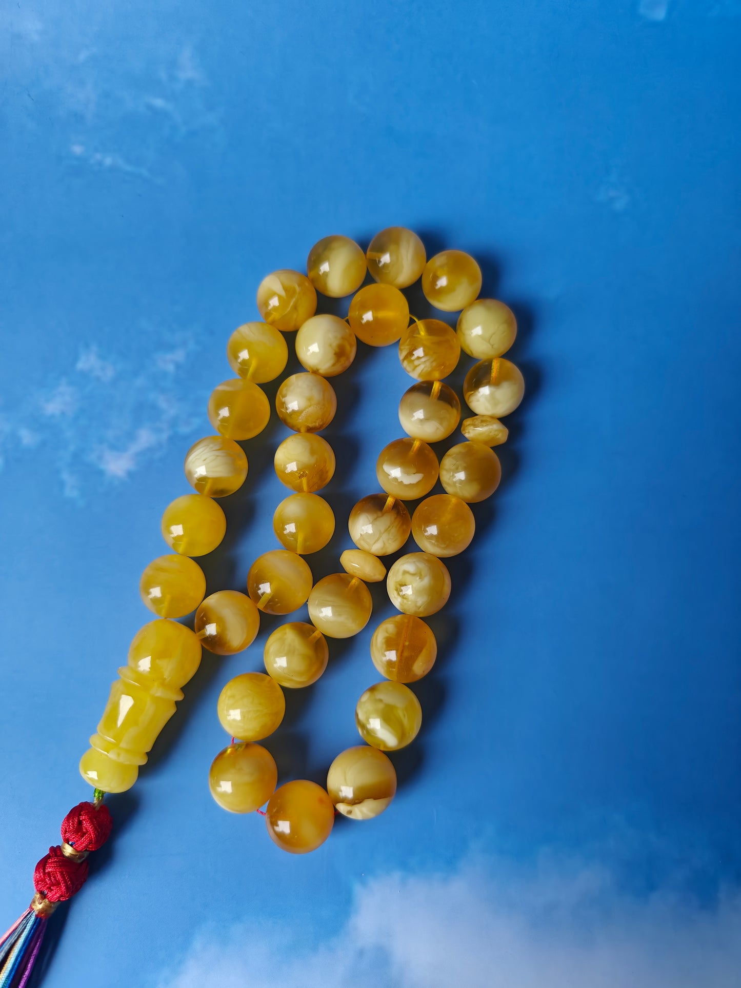 Half Half Cloudy Butterscotch Amber Tasbih 33 Beads