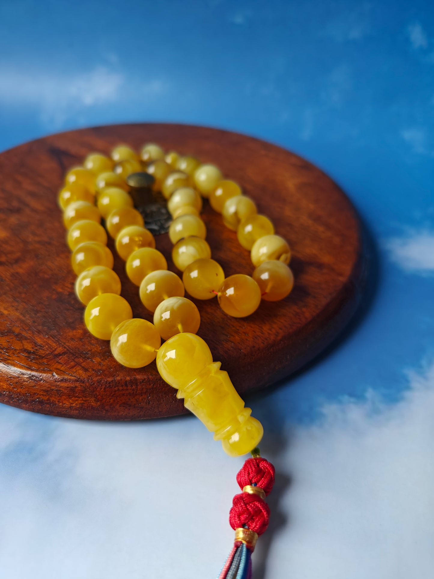 Half Half Cloudy Butterscotch Amber Tasbih 33 Beads