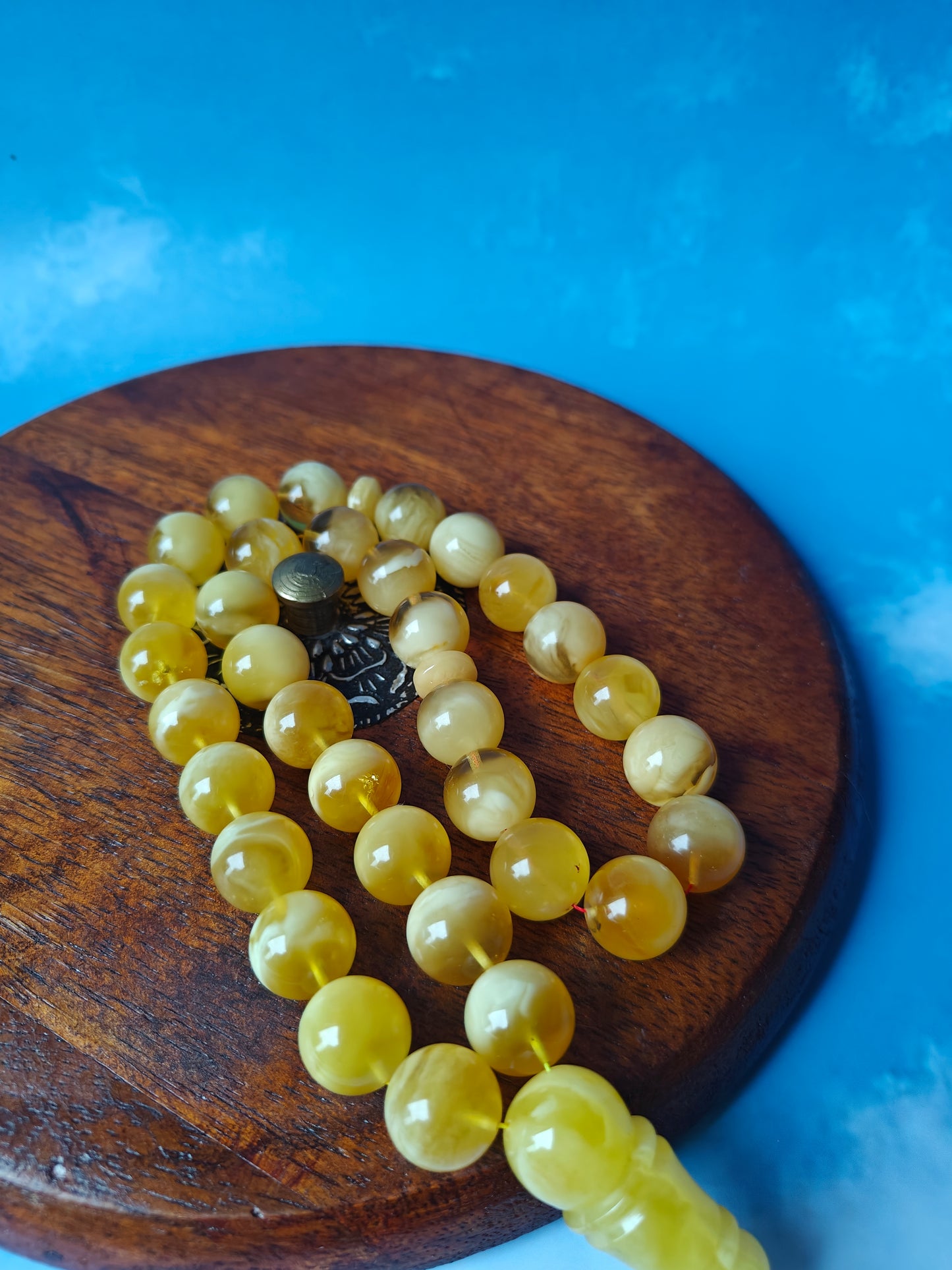 Half Half Cloudy Butterscotch Amber Tasbih 33 Beads