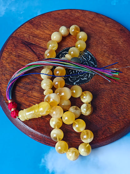 Half Half Cloudy Butterscotch Amber Tasbih 33 Beads