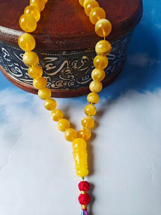 Half Half Cloudy Butterscotch Amber Tasbih 33 Beads