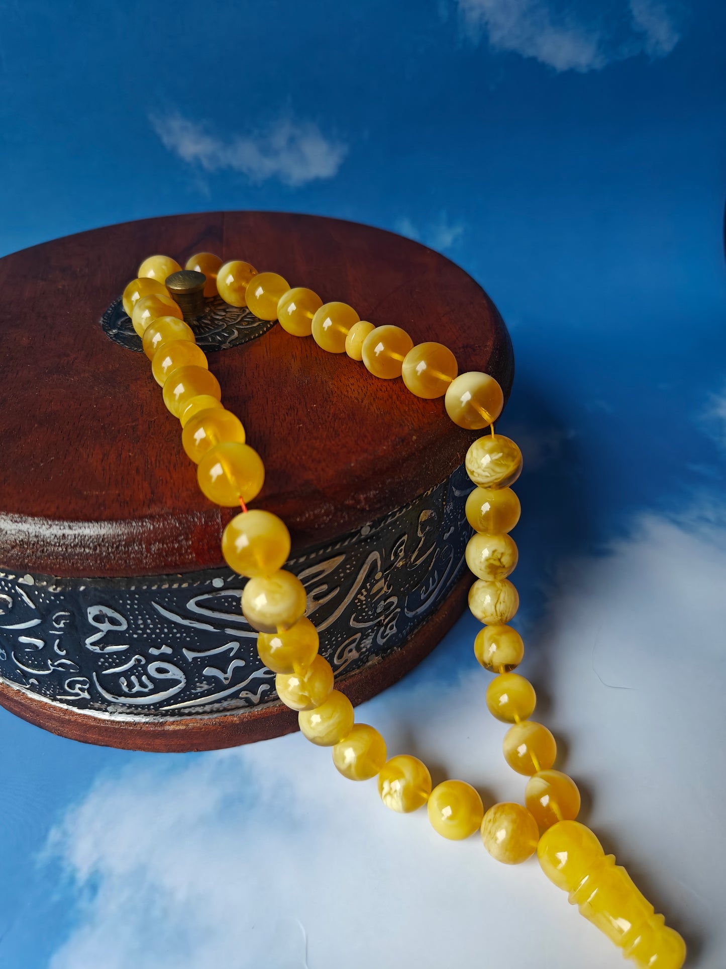 Half Half Cloudy Butterscotch Amber Tasbih 33 Beads