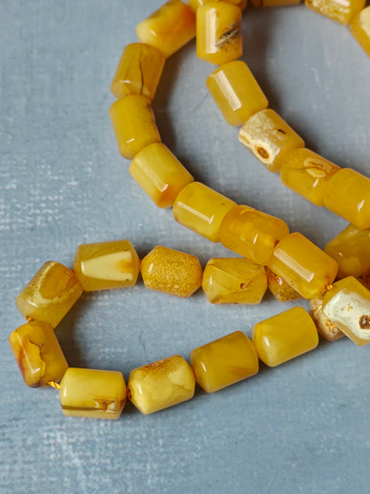 Pocket Size Multicolor Marble Amber Rosary Barrel Shape 45 Beads