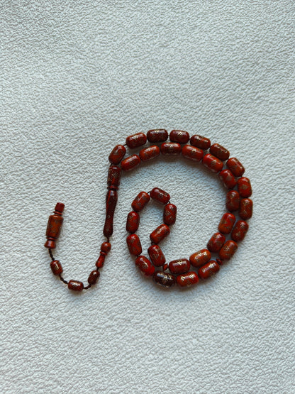 Egyptian Kokka Rood Rosary with Silver Elements 33 Beads