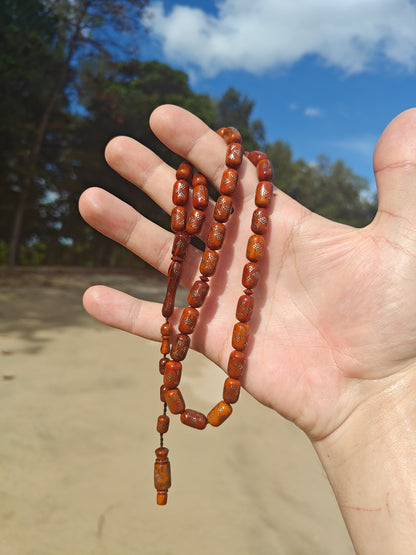 Egyptian Kokka Rood Rosary with Silver Elements 33 Beads