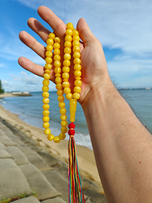 Natural Butterscotch Unique Tyre Shape Amber Misbah 66 Beads