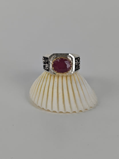 Natural Ruby Ring in Silver 925