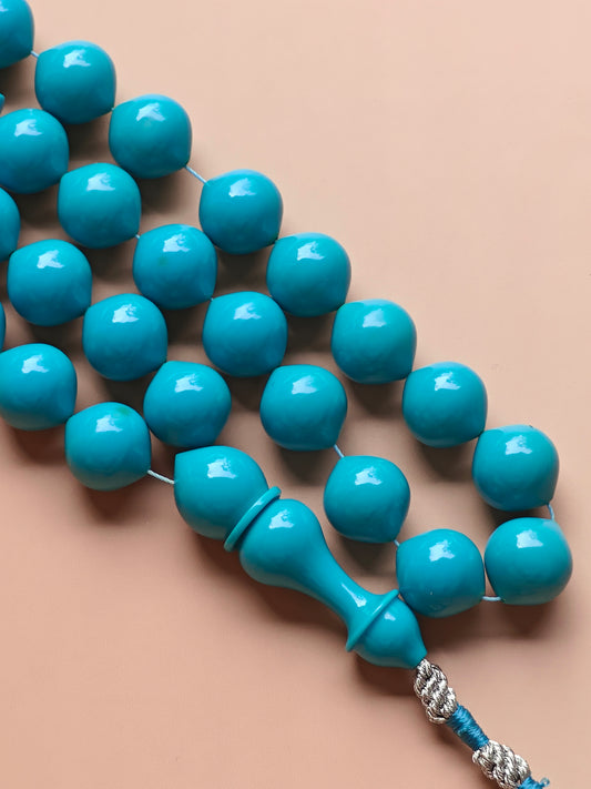 Turquoise Blue Bakelite 49 Beads + Smaller 7 Beads Rosary Spare