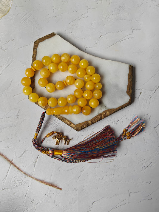 Natural Butterscotch Amber Rosary 33 Beads