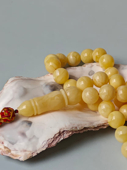 Natural Milk Amber Rosary / Tasbih 72 Beads