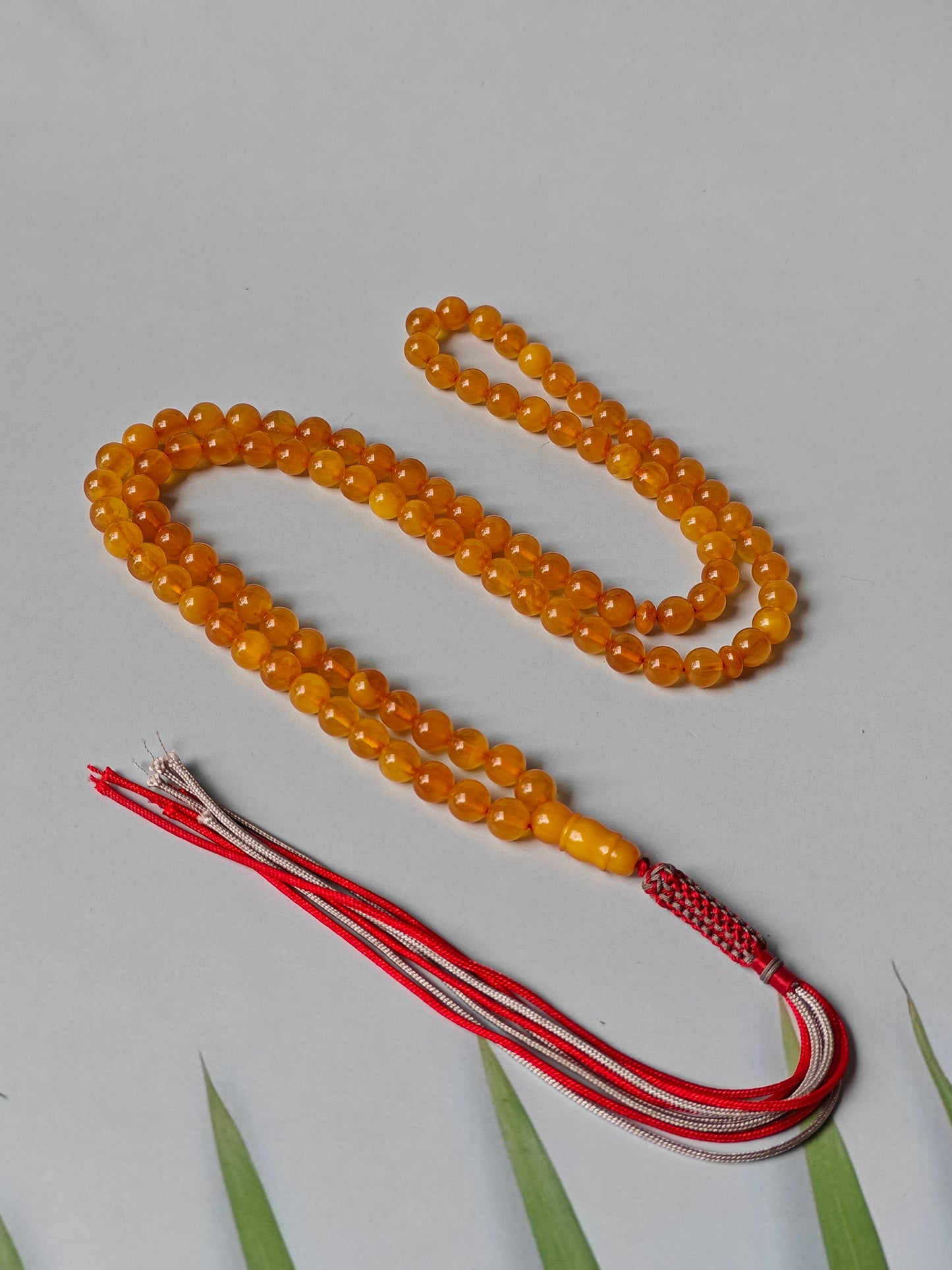 Natural Aged Honey Amber Rosary in Half Half Pattern Pocket Size 99 Beads