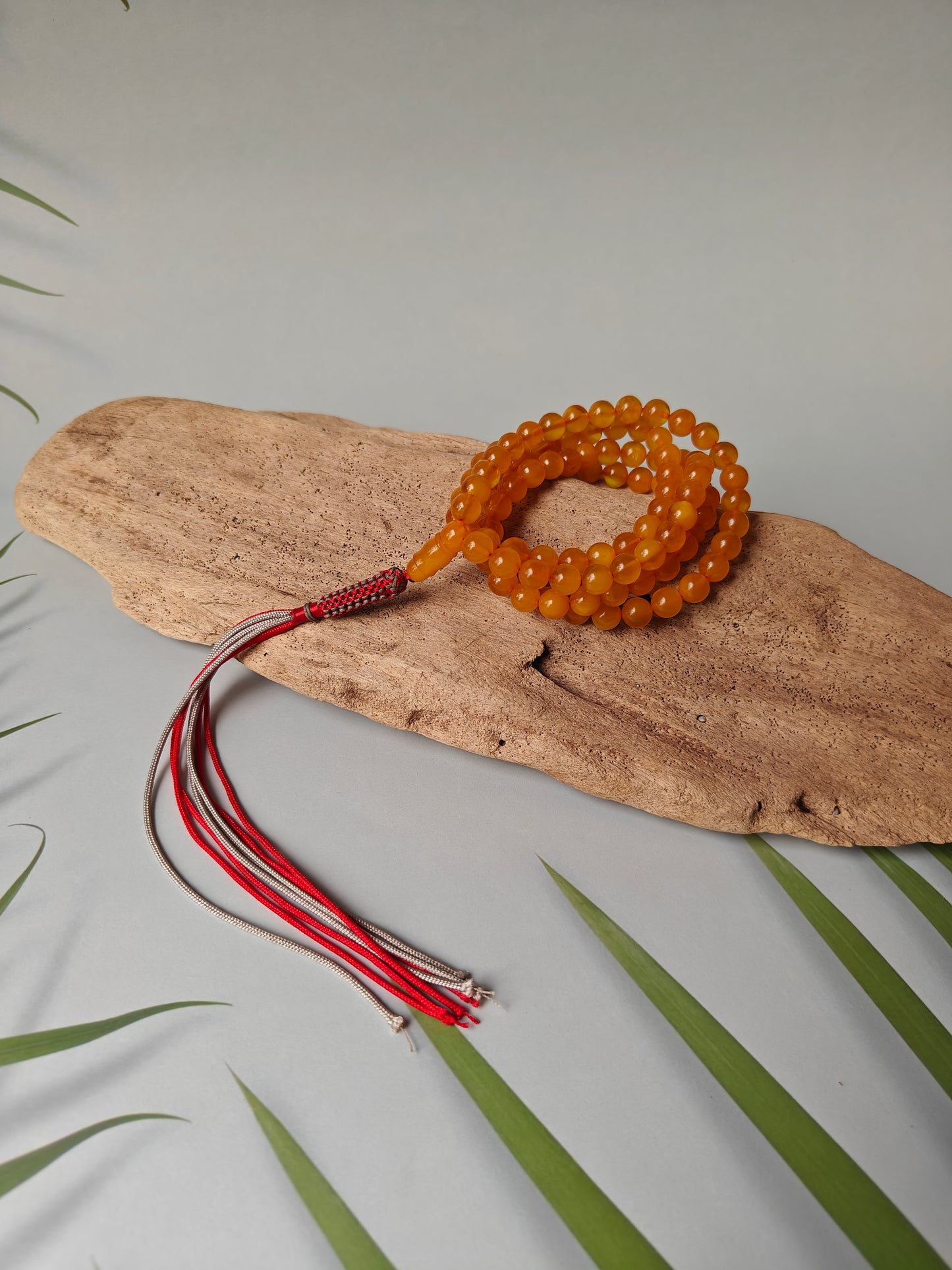 Natural Aged Honey Amber Rosary in Half Half Pattern Pocket Size 99 Beads