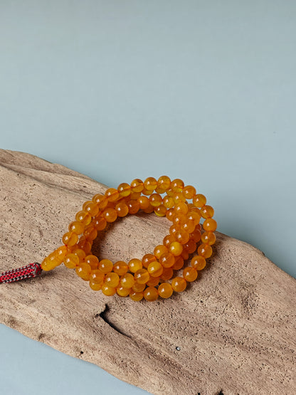 Natural Aged Honey Amber Rosary in Half Half Pattern Pocket Size 99 Beads