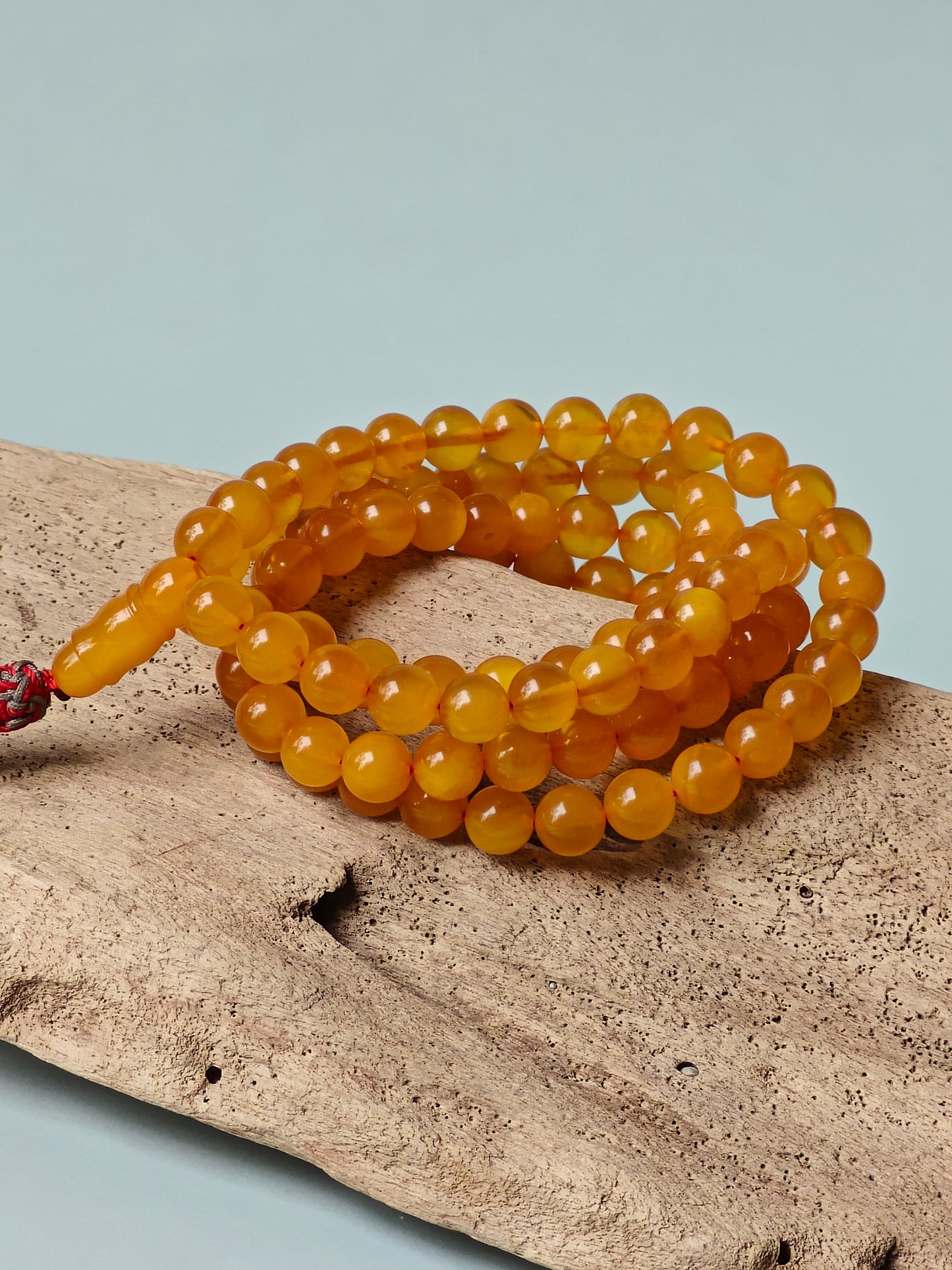 Natural Aged Honey Amber Rosary in Half Half Pattern Pocket Size 99 Beads